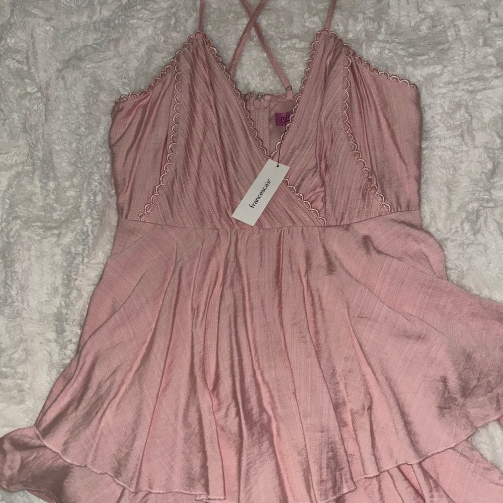 Feminine Pink Spaghetti-Strap Playsuit By Francesca Collections